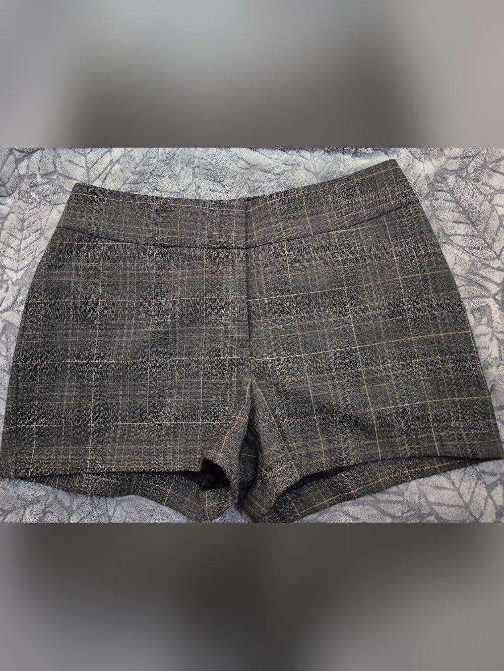 Chico's Gray Plaid Tailored Shorts with Tan Windowpane